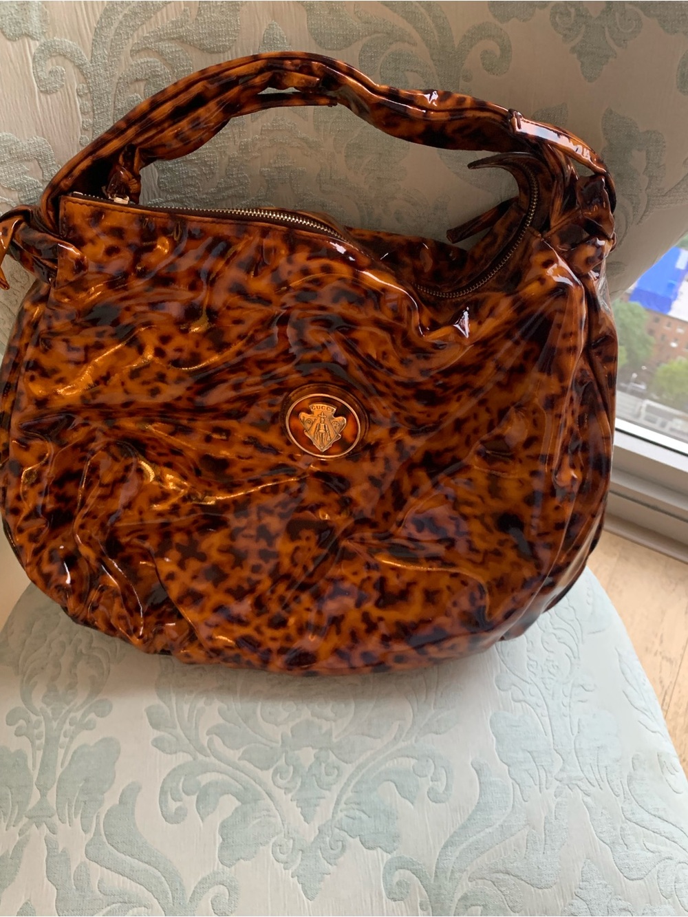 GUCCI Tortoiseshell Patent Hobo Bag!!